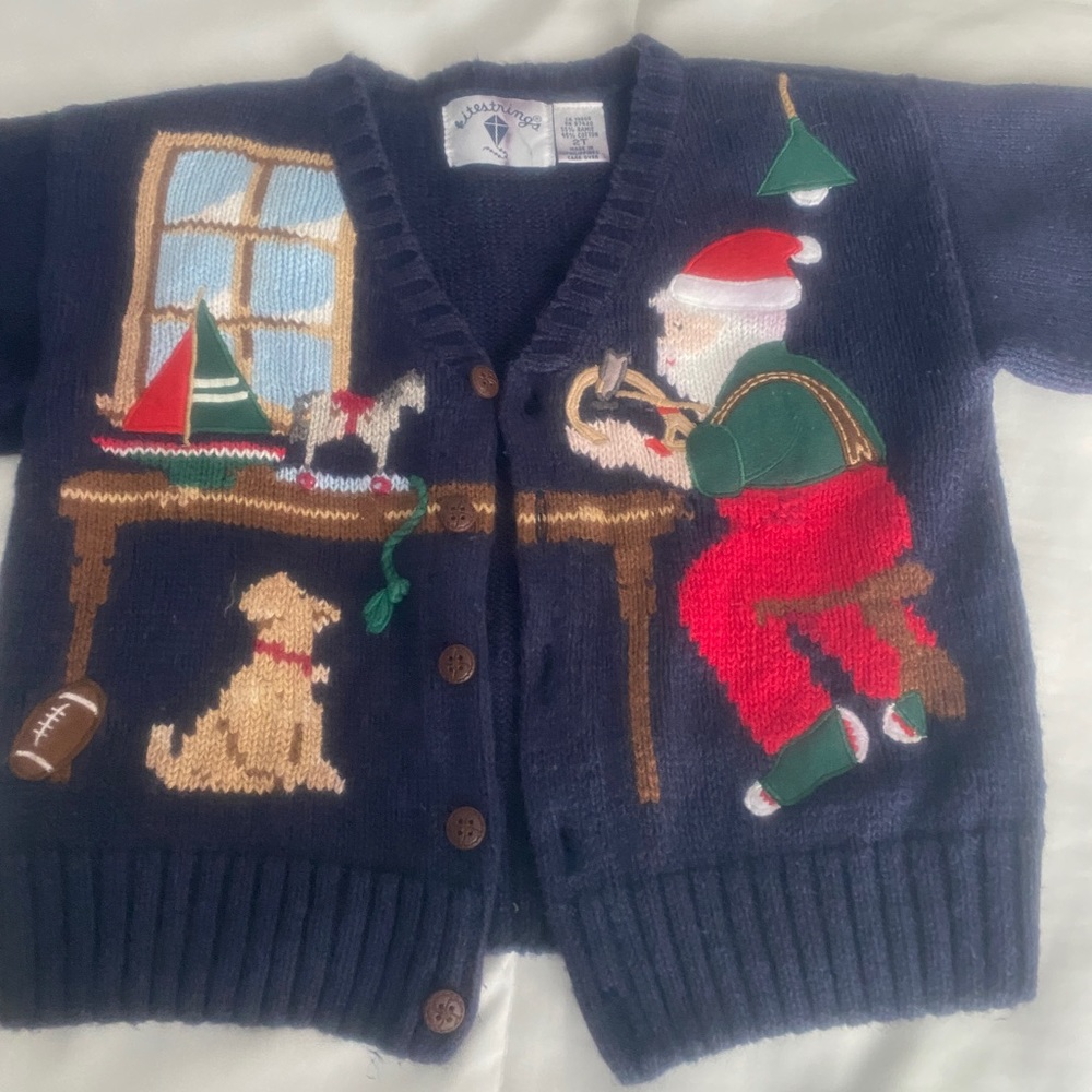 Kite Strings Blue 2T Christmas Cardigan